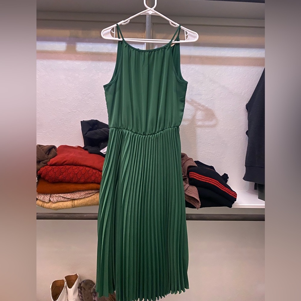 Forrest green pleated dress